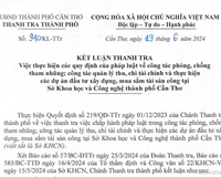 Nhiều hạn chế thiếu sót trong công tác đấu thầu chi tiêu ngân sách tại Sở Khoa học và Công nghệ Cần Thơ