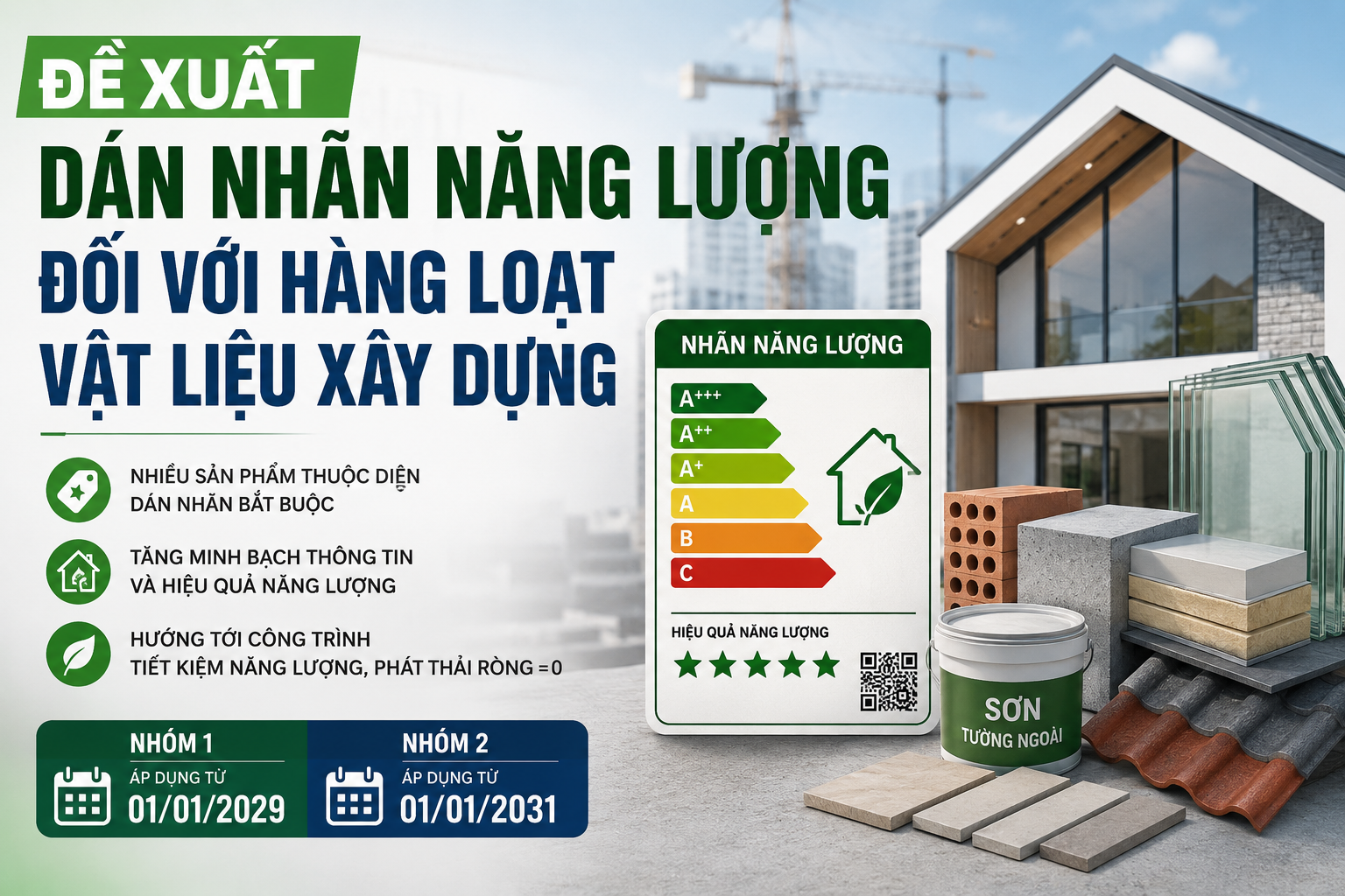 Đề xuất dán nhãn năng lượng bắt buộc với nhiều vật liệu xây dựng