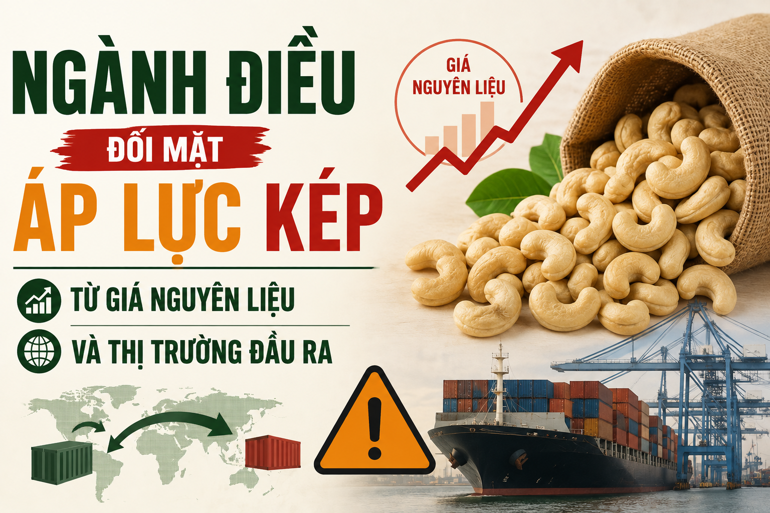 Ngành hạt  điều đối mặt áp lực kép từ giá nguyên liệu và thị trường đầu ra