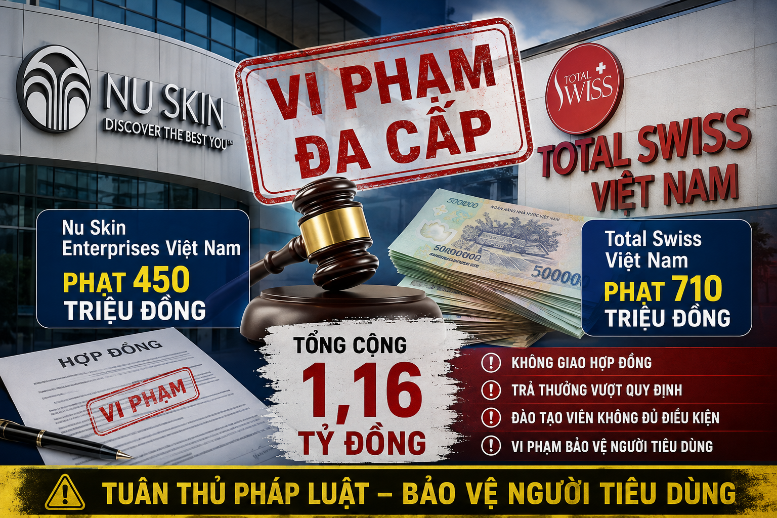 Nu Skin và Total Swiss Việt Nam cùng bị xử phạt, tổng số tiền hơn 1,1 tỷ đồng
